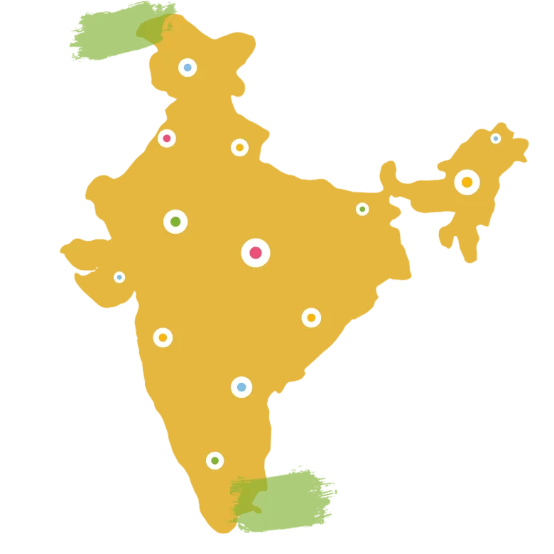 India map with markers